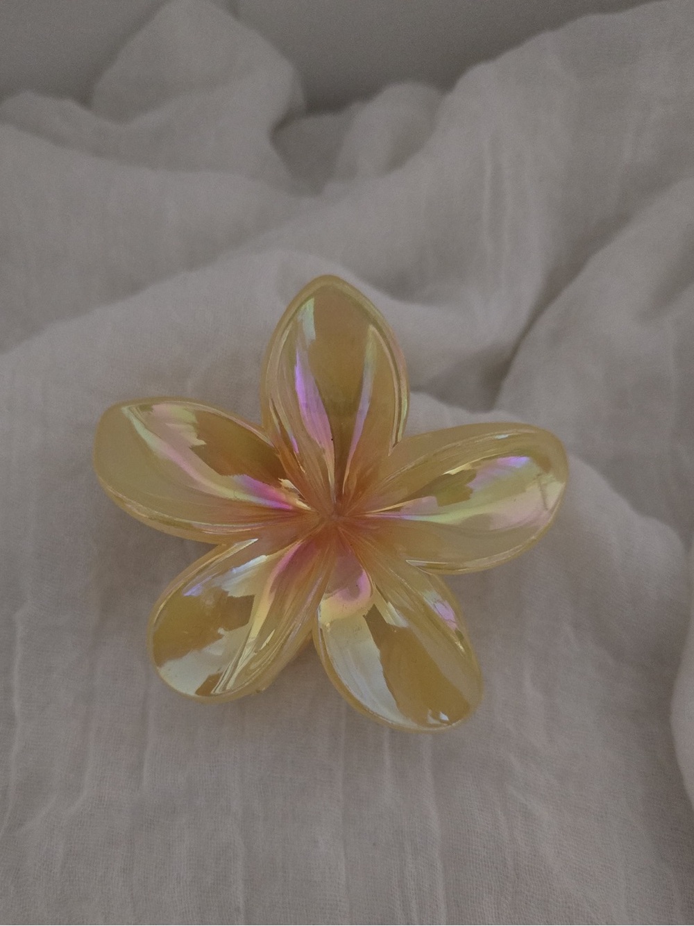 lridescent Plumeria Flower Hair Claw Clip